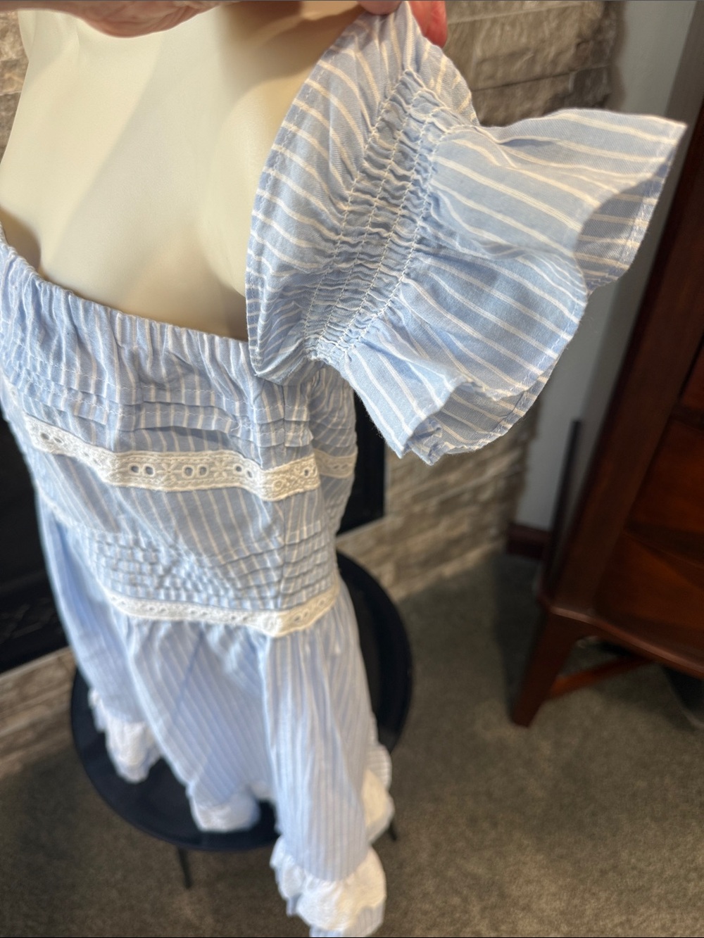 House of Harlow 1960 Strapless Blue and White Dress - Picture 5 of 5